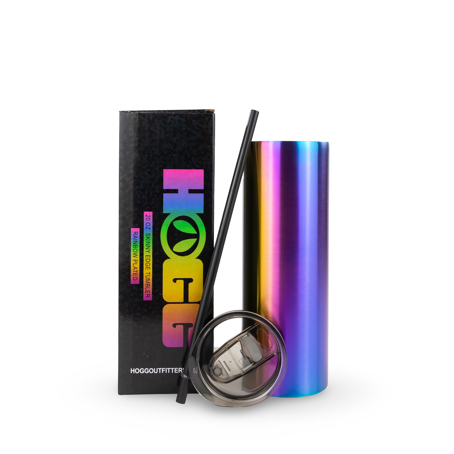 Skinny Tumbler - 20oz - Rainbow Plated - Black