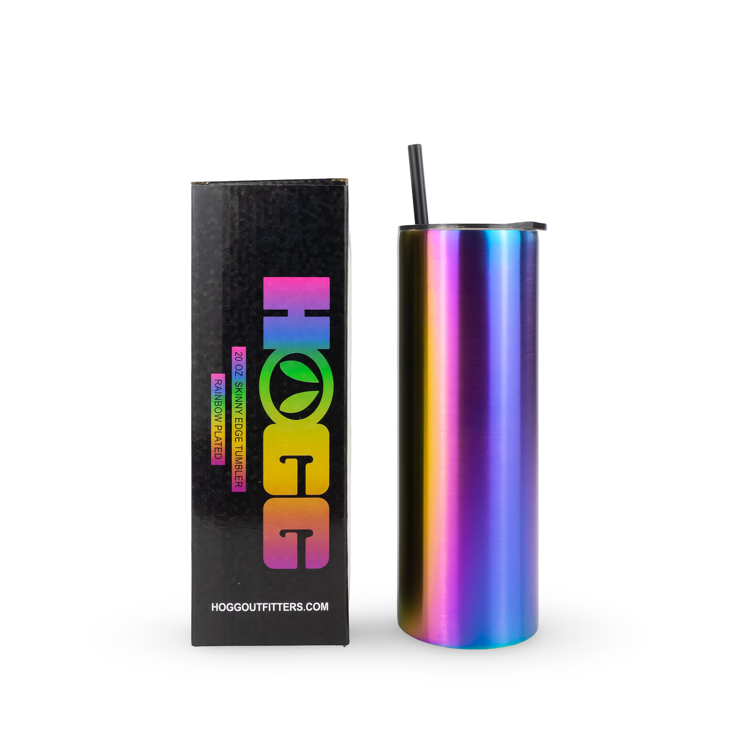 Skinny Tumbler - 20oz - Rainbow Plated - Black
