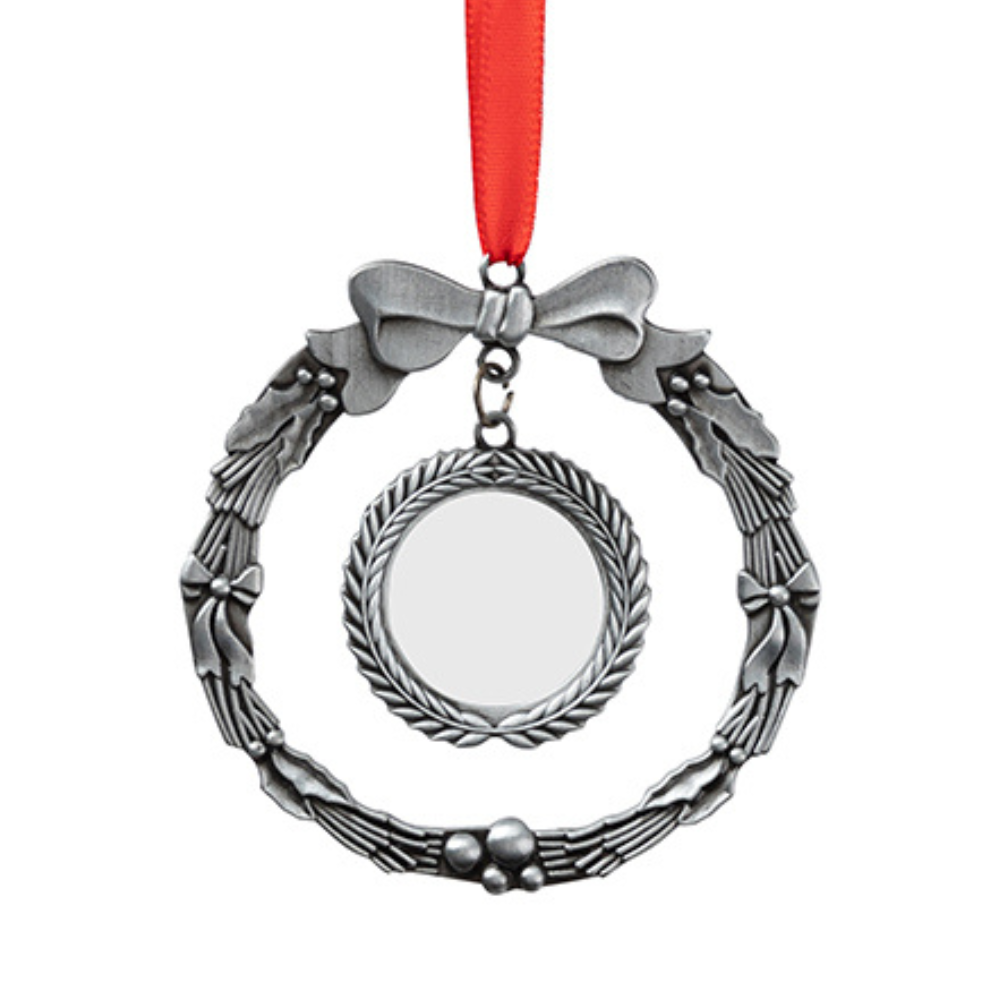 Silver Metal Ornament - Wreath - Sublimation