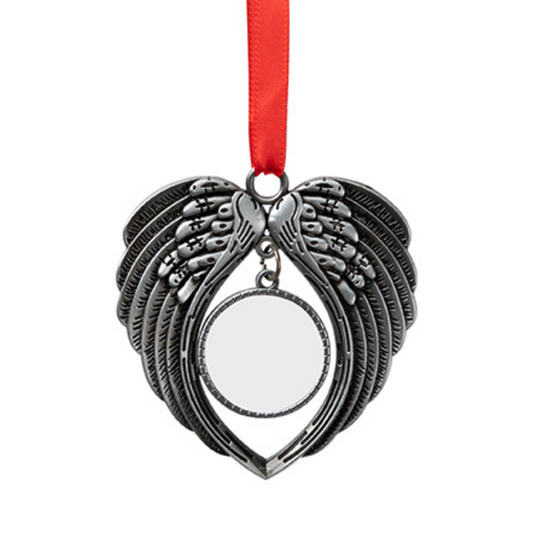 Angel Wings Silver Metal Ornament