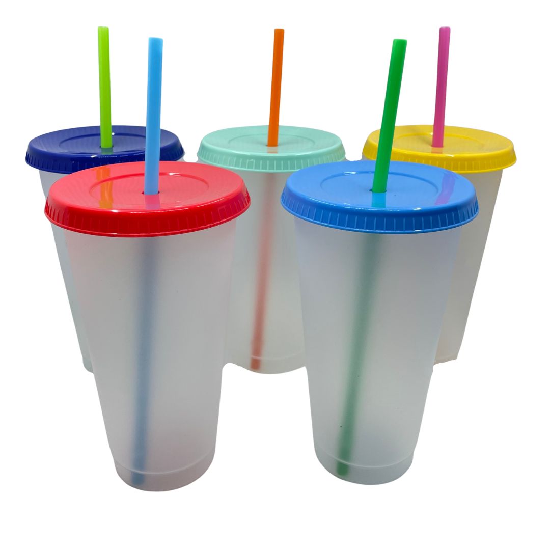 Frosted Cold Cups - Coloured Lids