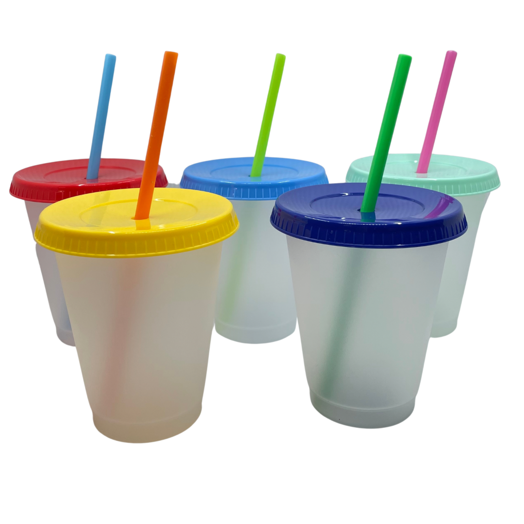 Frosted Cold Cups - Coloured Lids